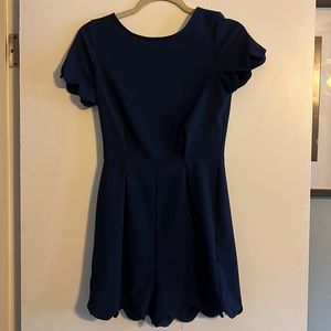Navy Blue Scalloped Romper